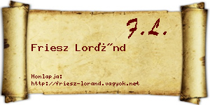 Friesz Loránd névjegykártya