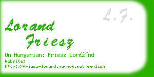 lorand friesz business card